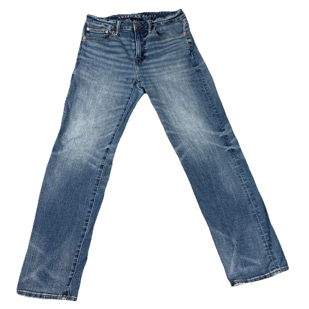 American Eagle Jeans Mens 30x32 ACTUAL 31x30.5 Athletic Straight Blue Stretch